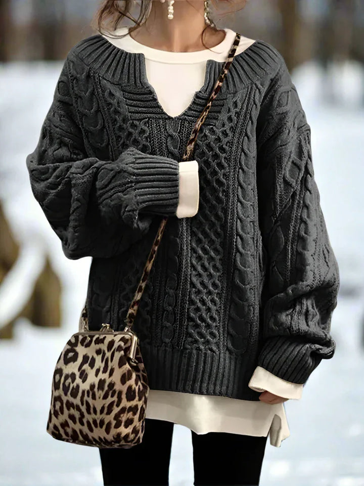 Women's Knit Sweater - Oversized Cable Knit - Soft and Warm - Relaxed Fit