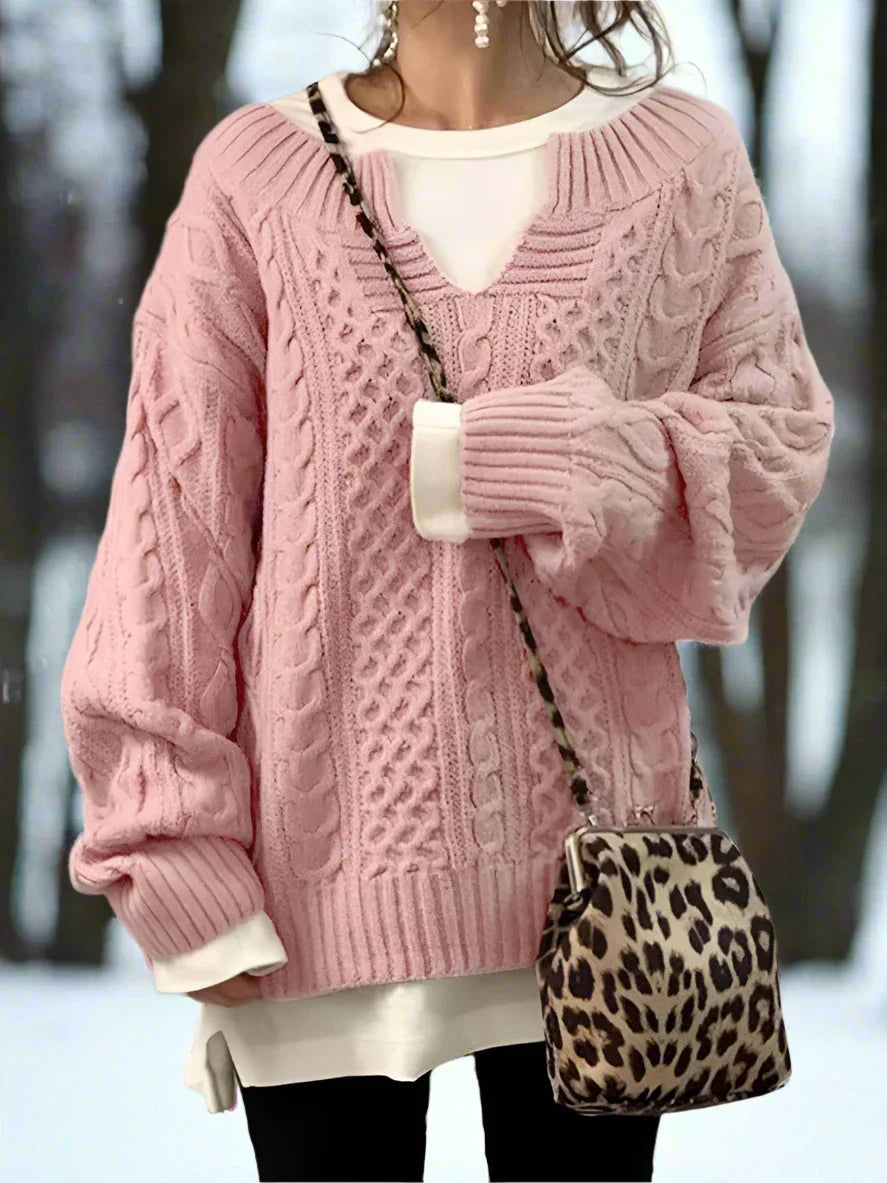 Women's Knit Sweater - Oversized Cable Knit - Soft and Warm - Relaxed Fit
