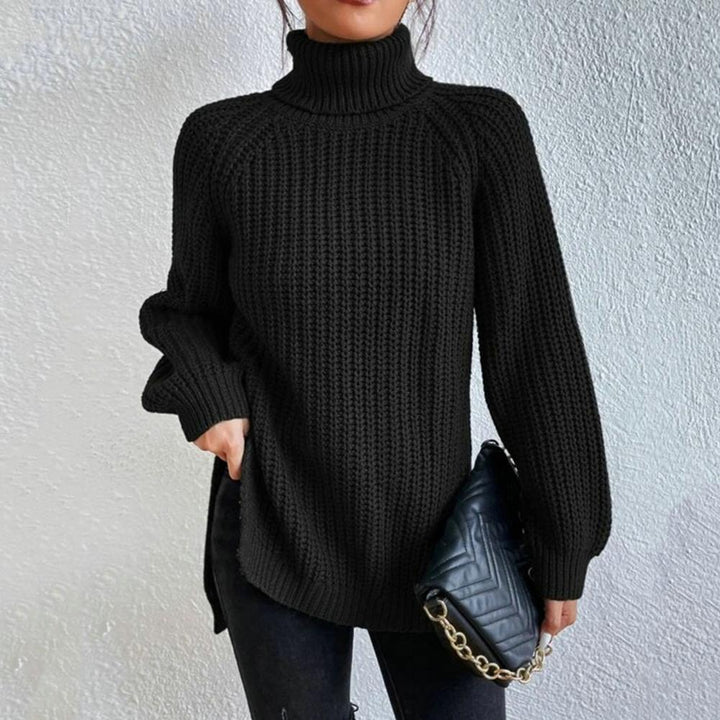 Women's Knit Sweater - Turtleneck - Long Sleeved - Oversized Fit - Soft Chunky Knit