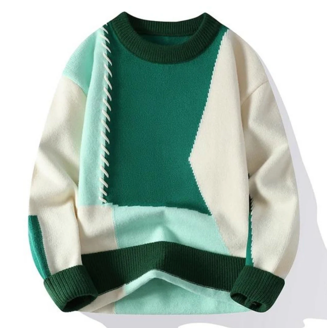 NOVELA™ – Contemporary Knit Top Featuring Unique Patchwork Design