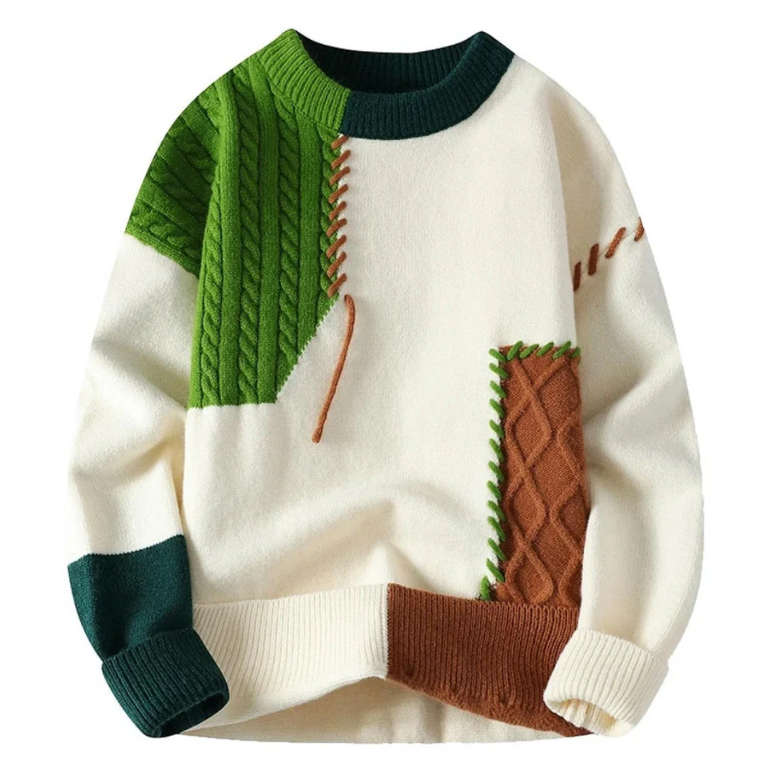 NOVELA™ – Contemporary Knit Top Featuring Unique Patchwork Design
