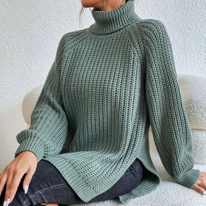 Women's Knit Sweater - Turtleneck - Long Sleeved - Oversized Fit - Soft Chunky Knit