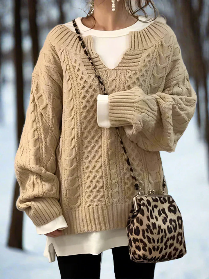 Women's Knit Sweater - Oversized Cable Knit - Soft and Warm - Relaxed Fit