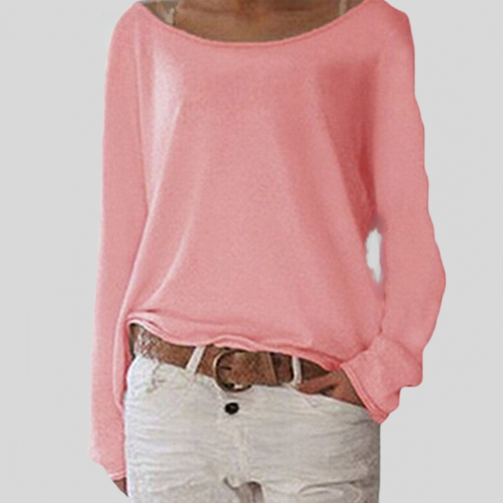 Women's Blouse - Lightweight Fabric - Off-Shoulder - Long-Sleeved Loose Fit