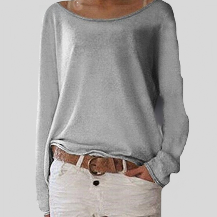 Women's Blouse - Lightweight Fabric - Off-Shoulder - Long-Sleeved Loose Fit