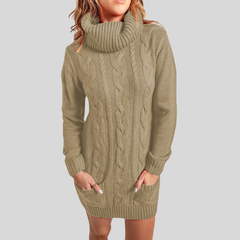 Women's Knit Sweater - Cable Knit - Turtleneck - Long-Sleeved Soft Comfort Fit