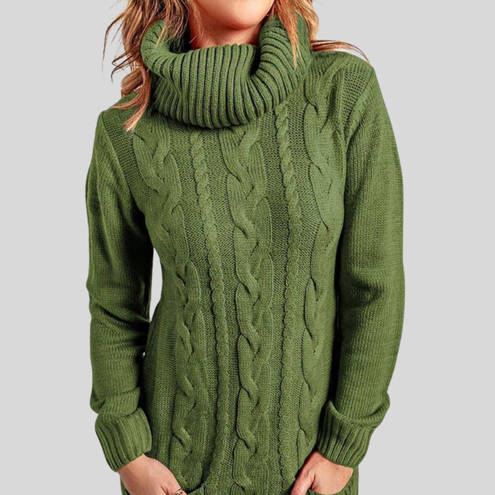 Women's Knit Sweater - Cable Knit - Turtleneck - Long-Sleeved Soft Comfort Fit