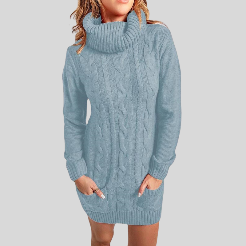 Women's Knit Sweater - Cable Knit - Turtleneck - Long-Sleeved Soft Comfort Fit