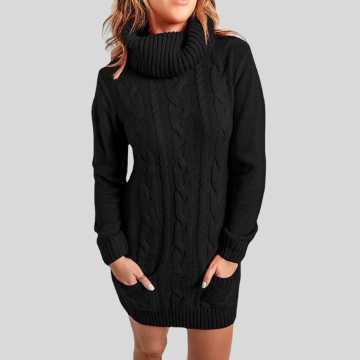 Women's Knit Sweater - Cable Knit - Turtleneck - Long-Sleeved Soft Comfort Fit