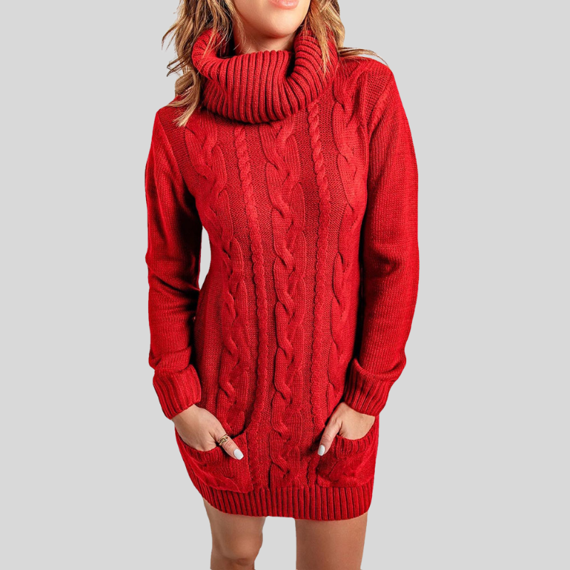 Women's Knit Sweater - Cable Knit - Turtleneck - Long-Sleeved Soft Comfort Fit