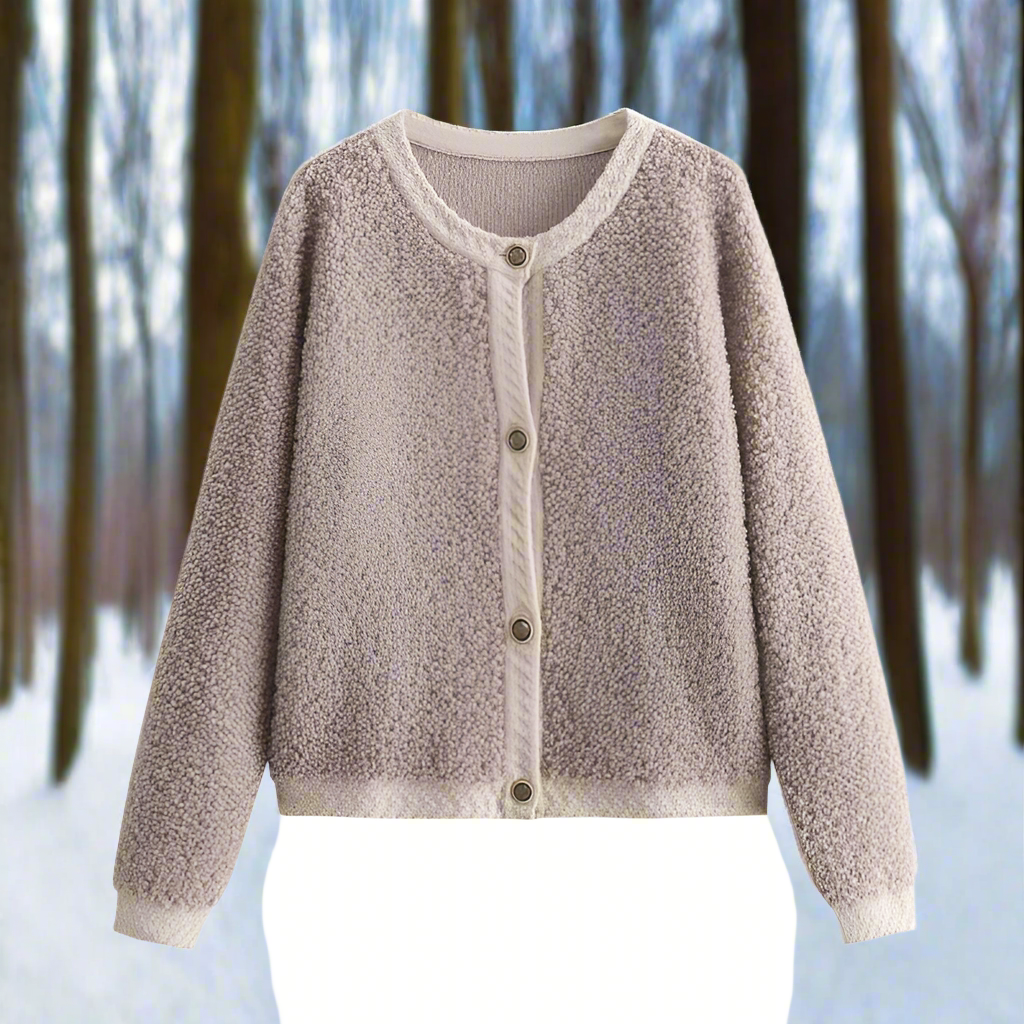 Women's Cardigan Jacket - Soft Teddy Texture - Open Front - Relaxed Fit
