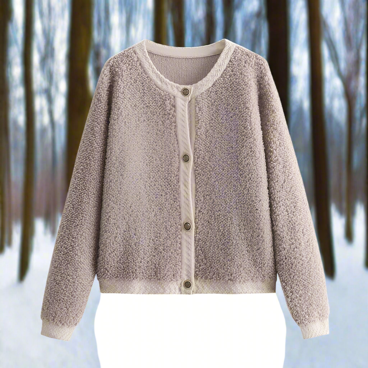 Women's Cardigan Jacket - Soft Teddy Texture - Open Front - Relaxed Fit