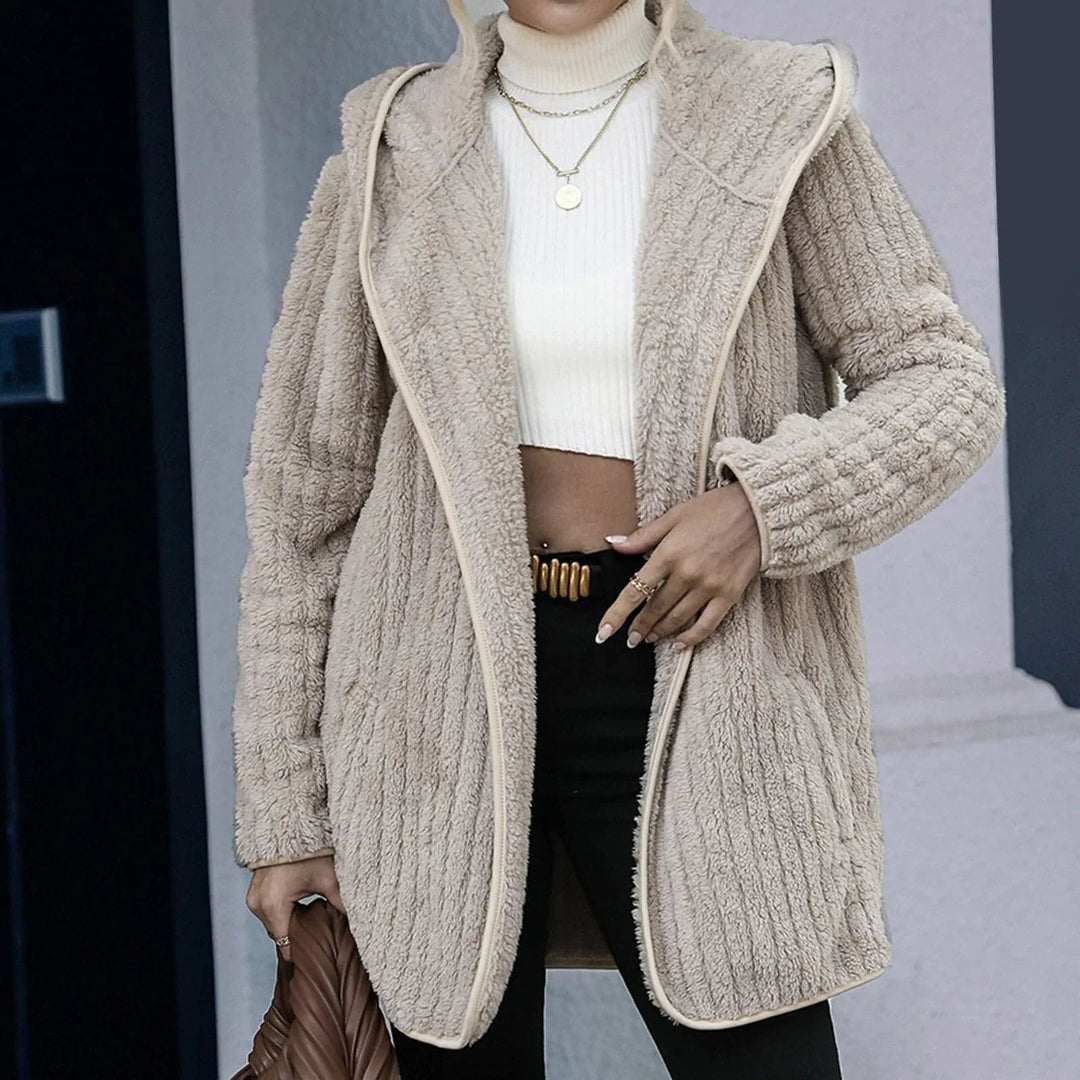 Women's Cardigan - Oversized Fluffy Fleece - Open Front - Long-Sleeved Comfort Fit