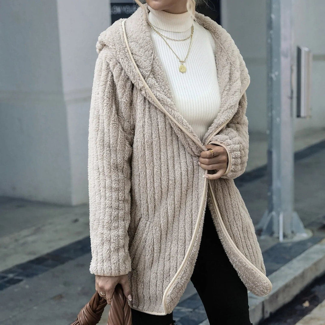 Women's Cardigan - Oversized Fluffy Fleece - Open Front - Long-Sleeved Comfort Fit
