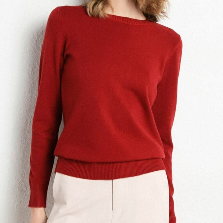 Women's Sweater - Soft Wool Blend - Round Neck - Long Sleeves - Comfortable Fit