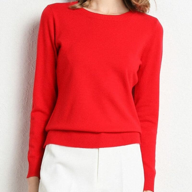 Women's Sweater - Soft Wool Blend - Round Neck - Long Sleeves - Comfortable Fit