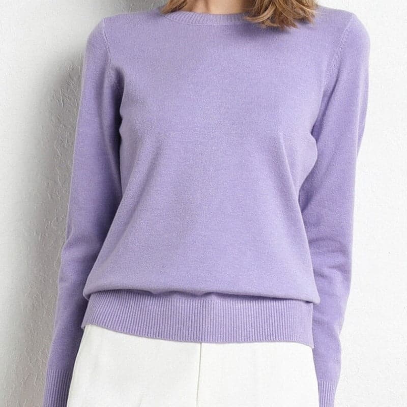 Women's Sweater - Soft Wool Blend - Round Neck - Long Sleeves - Comfortable Fit