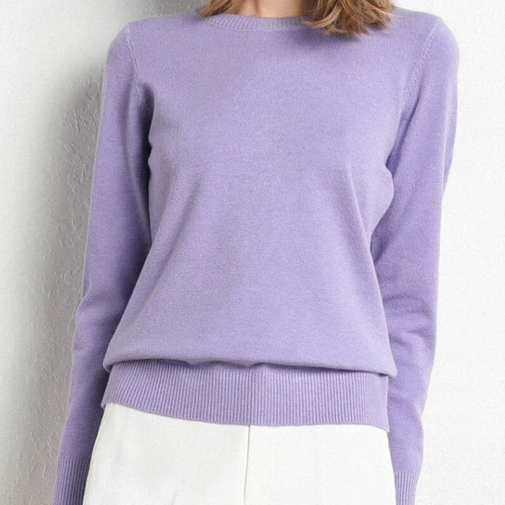 Women's Sweater - Soft Wool Blend - Round Neck - Long Sleeves - Comfortable Fit