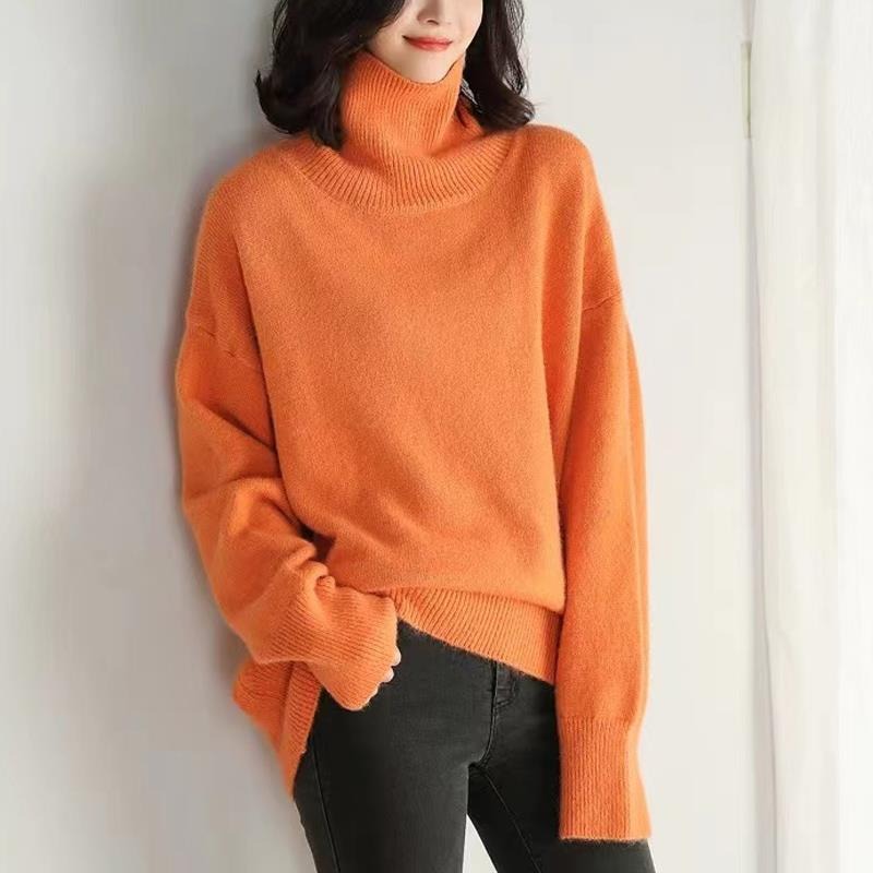 Women's Turtleneck Sweater – Soft Knit – Relaxed Fit – Long Sleeves