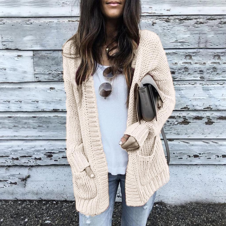 Women's Cardigan - Knit - Open Front - Relaxed Fit - With Pockets