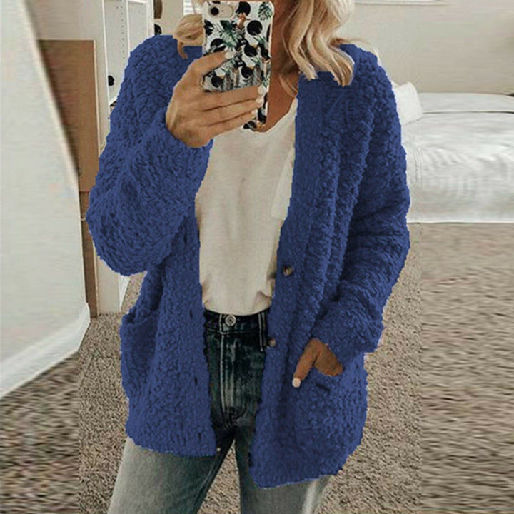 Women's Cardigan - Soft Wool Knit - Relaxed Fit - Chunky Knit with Front Pockets