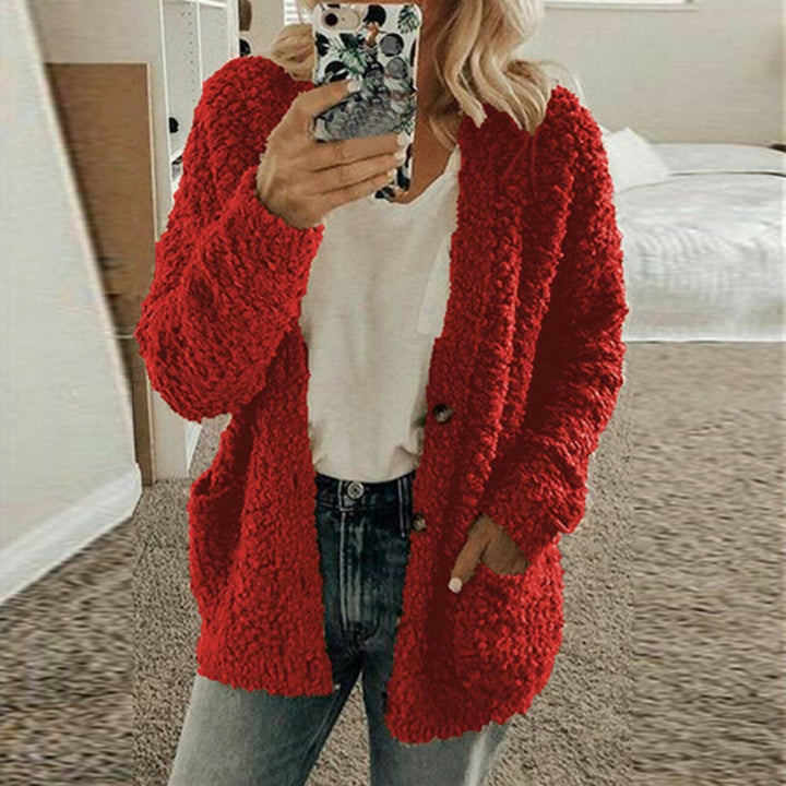 Women's Cardigan - Soft Wool Knit - Relaxed Fit - Chunky Knit with Front Pockets
