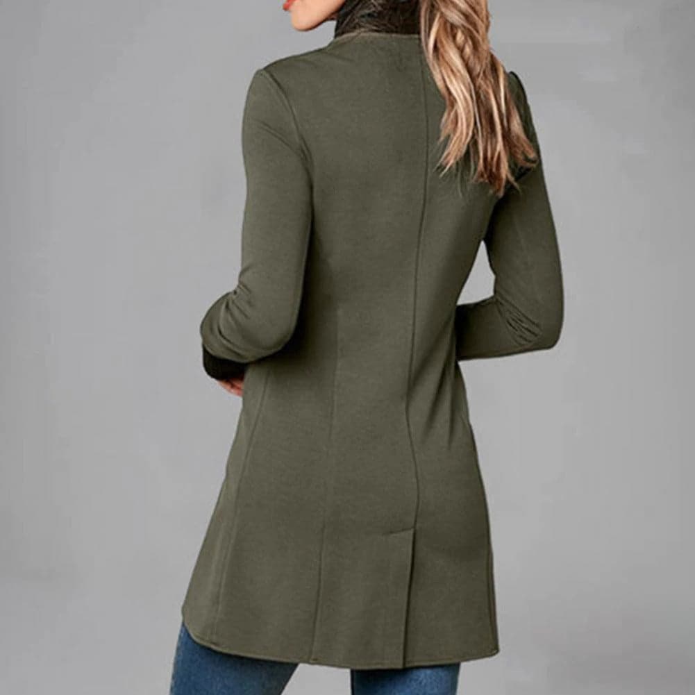 Women's Coat – Asymmetric Button Closure – High Collar – Long Sleeved – Elegant Fit