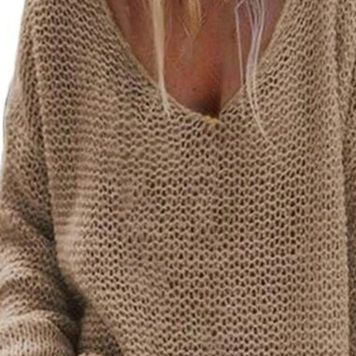 Women's Knit Sweater - Oversized Loose Fit - Soft V-Neck - Long-Sleeved Warm Comfort