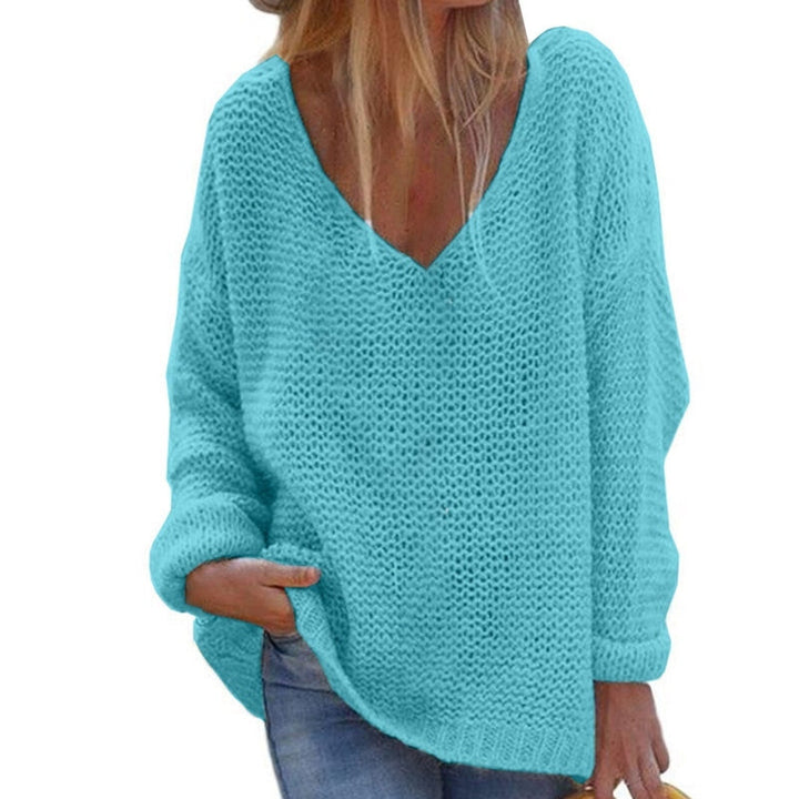 Women's Knit Sweater - Oversized Loose Fit - Soft V-Neck - Long-Sleeved Warm Comfort