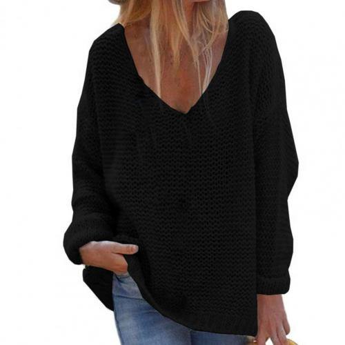 Women's Knit Sweater - Oversized Loose Fit - Soft V-Neck - Long-Sleeved Warm Comfort