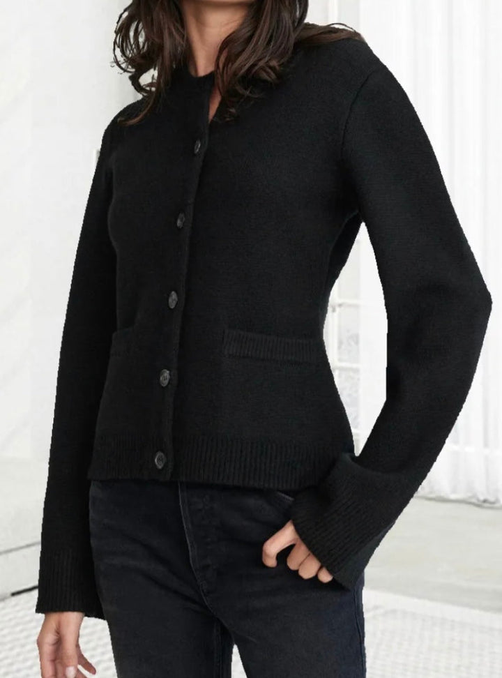 Women's Knit Cardigan - Button Closure - Round Neck - Long Sleeves - Soft and Comfortable
