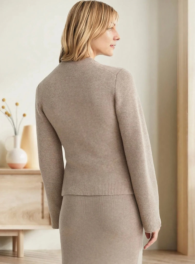 Women's Knit Cardigan - Button Closure - Round Neck - Long Sleeves - Soft and Comfortable