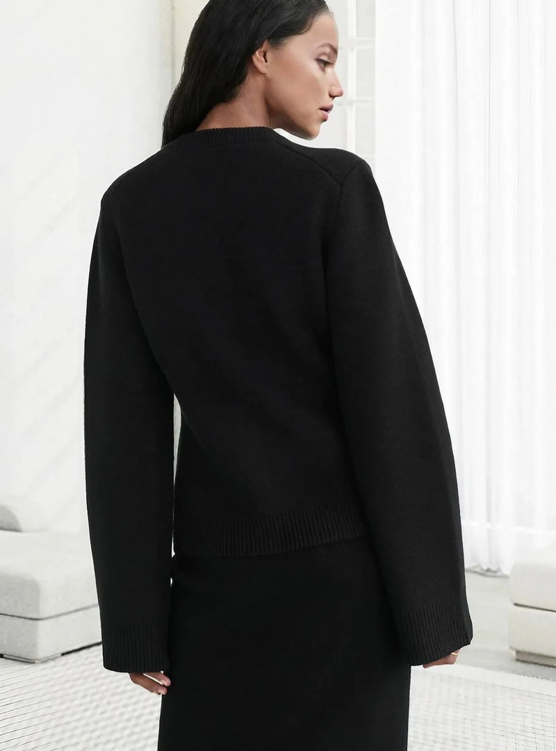 Women's Knit Cardigan - Button Closure - Round Neck - Long Sleeves - Soft and Comfortable